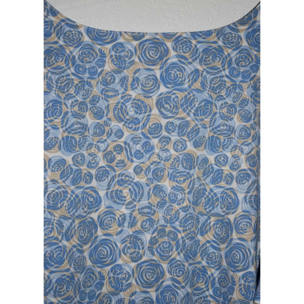Liz & Me 4X Top Blue/White Squared Neck Short Slv 100% Cotton Shirt Blouse 30/32 - Picture 11 of 16